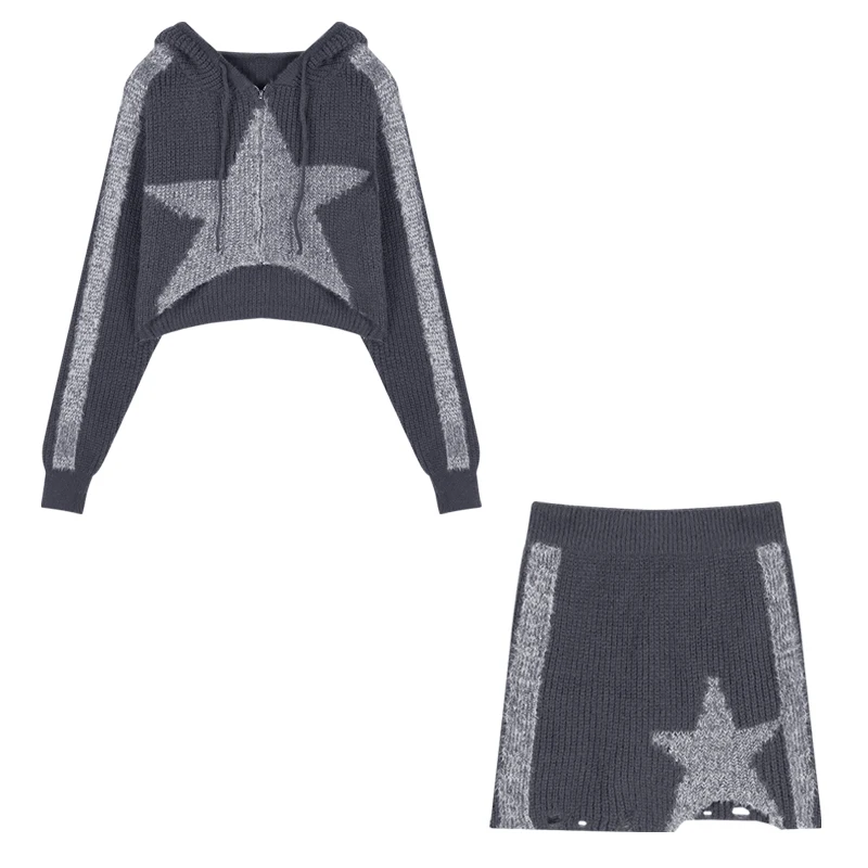 Женский винтажный укороченный свитер Y2K кардиган на молнии осенняя куртка с