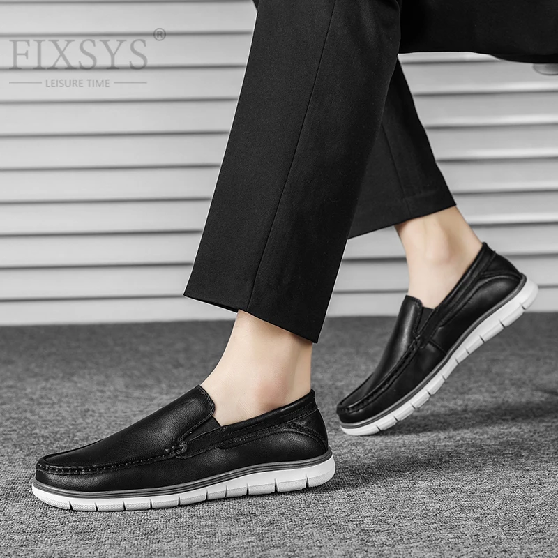 

FIXSYS Fashion Man Casual Driving Shoes Leather Office Shoes Spring Breathable Walking Shoes Outdoor Flat Moccasins Mens Loafers