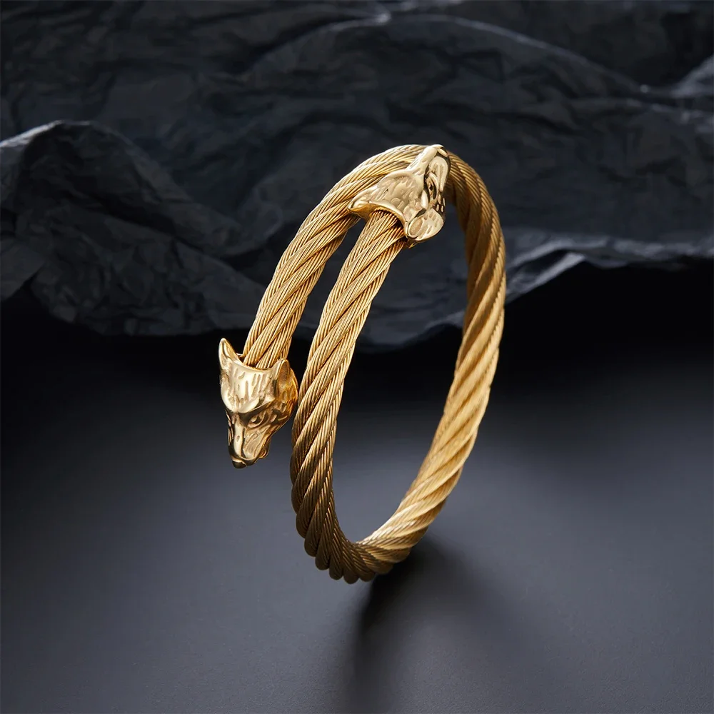 Мужские манжеты в стиле викингов браслет из нержавеющей стали виде животных для