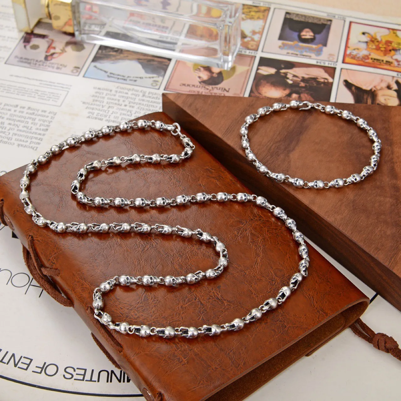 Мужская цепочка из серебра 925 пробы с черепом