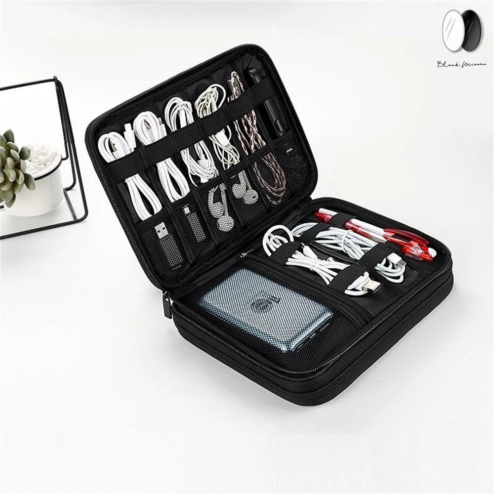 

Large Capacity Travel Electronics Accessories Organizer Waterproof Double Layers Portable Tablet Cable Power Bank Storage Bag