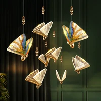 colorful butterfly bedside pendant lights enamel color dining chandelier modern minimalist restaurant small chandelier art lamp