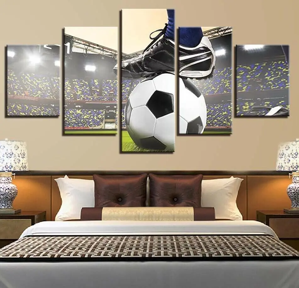 

Football Soccer Sports Poster 5 Panel Canvas Print Wall Art Home Decor HD Print Pictures No Framed 5 Piece Room Decor Paintings