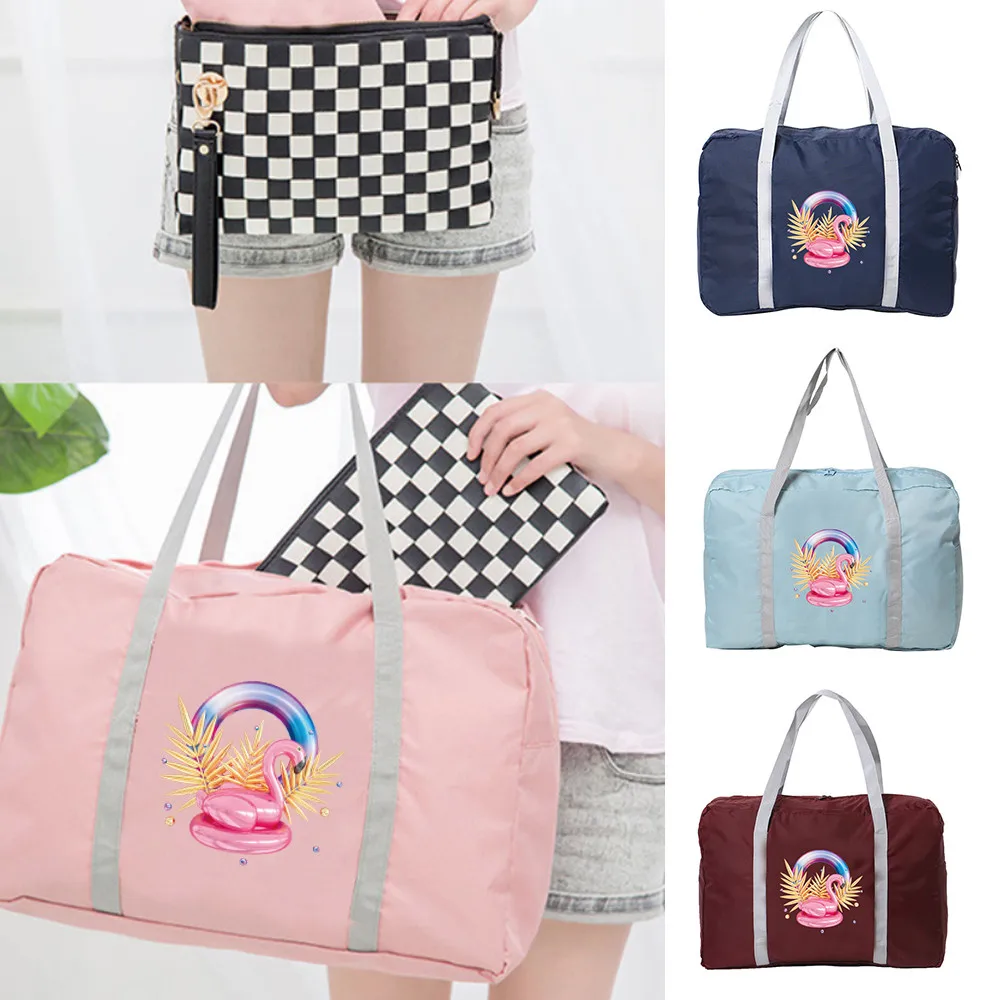 

Fashion Unisex Outdoor Travel Bag Flamingo Print Zipper Leisure Luggage Organizer Foldable Toiletries Storage Accessories Bags