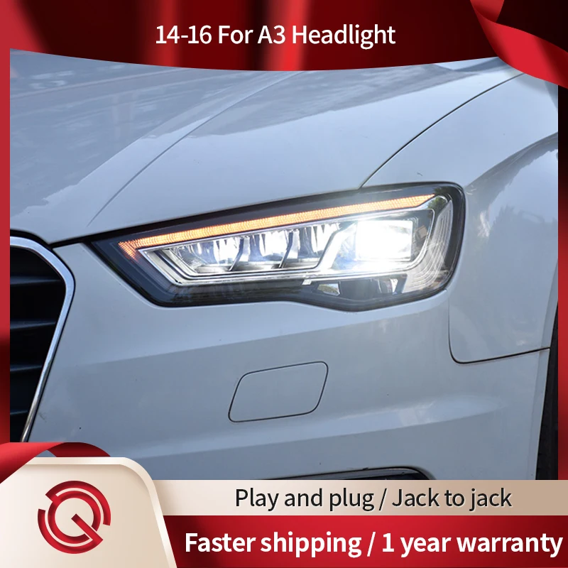 

Car Accessory For AUDI A3 2013-2016 Headlights DRL Full LED Bi Xenon Bulb Car Lamp Animation Fog Lights A3 Head Lamp
