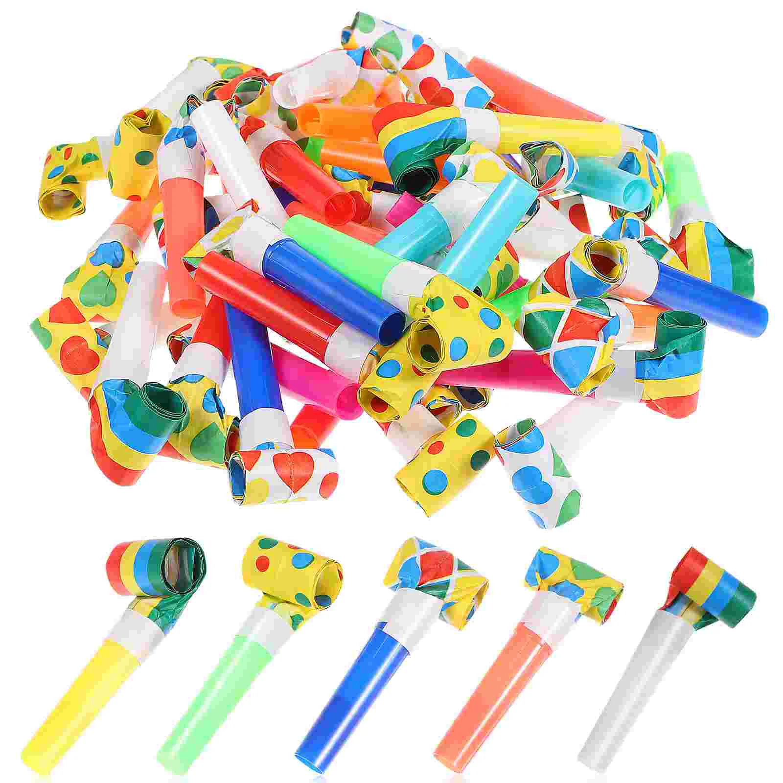 

50 Pcs Blow Roll Party Blower Supplies Kids Toys Blowers Noisemakers Whistles Kidcraft Playset Carnival Paper Loud