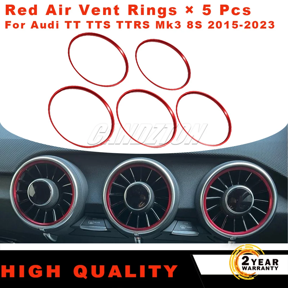 

5 шт. для Audi TT TTS TTRS Mk3 8S 2015-2023 Dashcam AC Vent Outlet Ring Trim Декор алюминиевые красные вентиляционные кольца автомобильные аксессуары