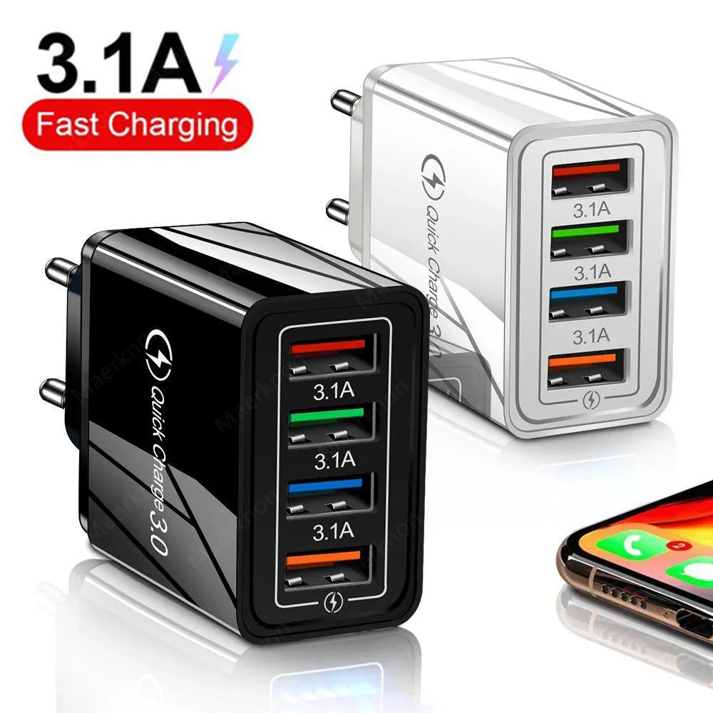 

3A USB Fast Charger Phone Charger Quick Charge QC3.0 EU/US Plug Wall Charger For iPhone Huawei Samsung Xiaomi 4 Port USB Charger