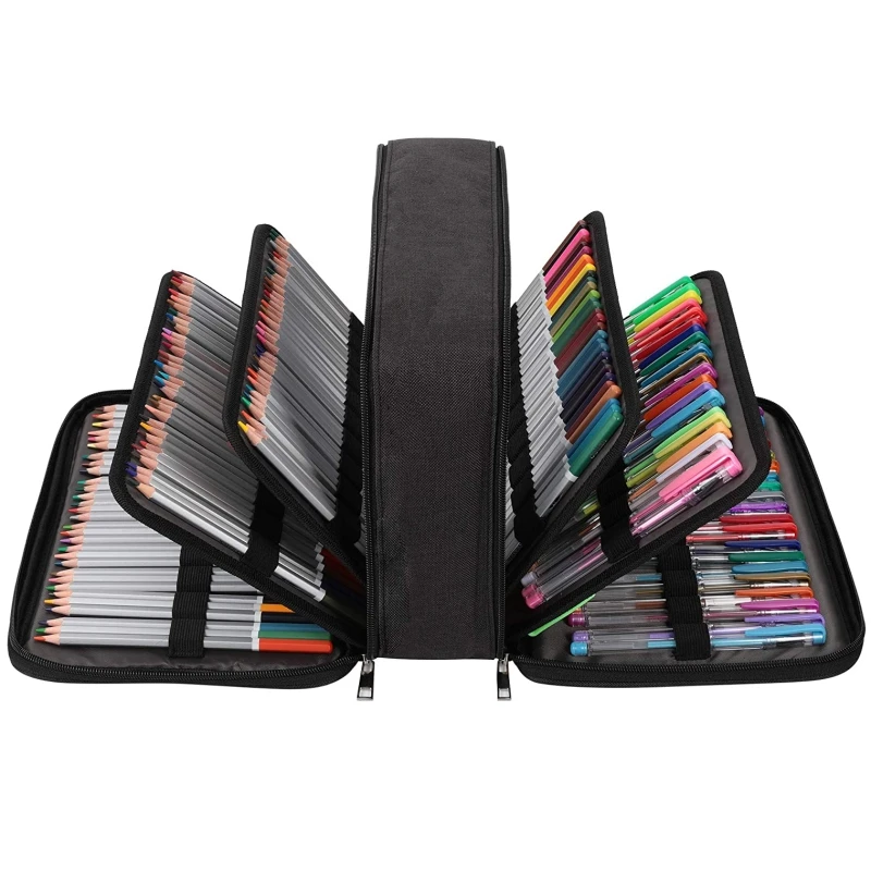 

300 Pcs Pencil Case, Colored Gel Pens Holder Organizer High Capacity Pencil Bag with Multilayer Compartments