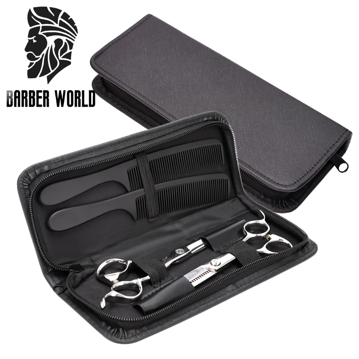 Multifunction Haircut Scissors Bag Professional Salon PU Leather Pouch with Zipper Portable Hairstyling Scissors Storage Case