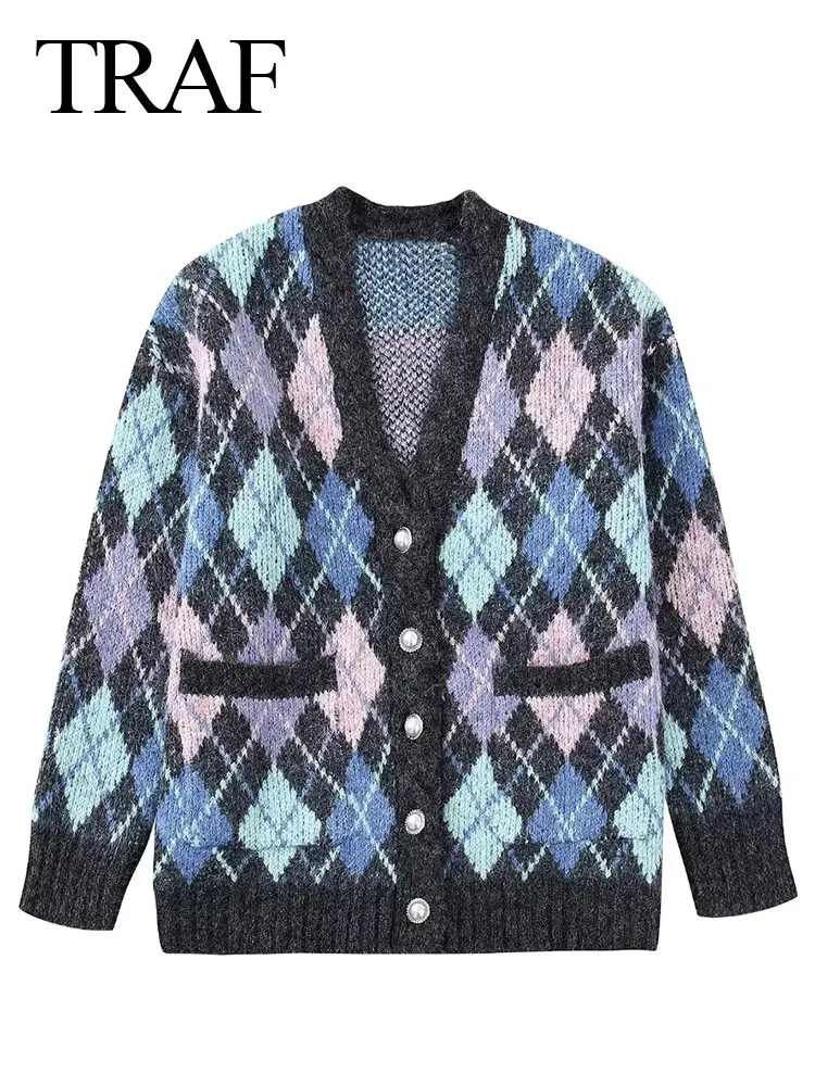 

Женский вязаный кардиган с пуговицами, V-образным вырезом и длинным рукавом