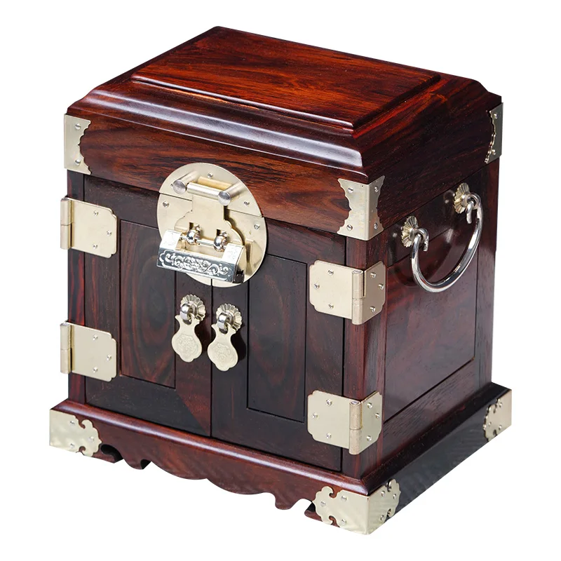 Es Luxury Wood Case Rosewood Jewelry Box For Women Vintage Storage Box 3 Layers Earings Necklace Display Gift