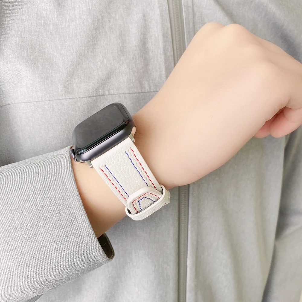 Ремешок из мягкой натуральной кожи для Apple Watch удобный браслет iWatch 4 3 2 1 38 мм 42 41 40 44
