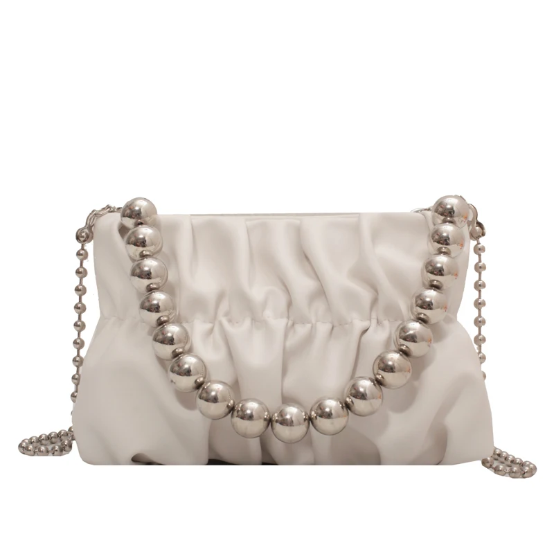 Korea Folds Mini PU Leather Crossbody Bag Women 2022 Summer Tendencia Cute Totes Chain Shoulder Side Handbag and Purses Brand