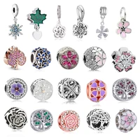 brand new plant charms pendants crystal flowers trees charms beads fit bracelets bangles pendants for diy jewelry making