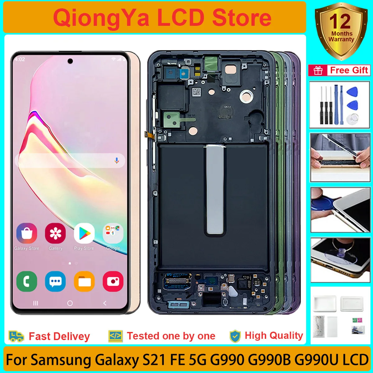 

100% Original 6.4" s21fe Display For Samsung Galaxy S21 FE 5G G990 SM-G990B G990U G990B/DS LCD + Touch Screen Digitizer Assembly