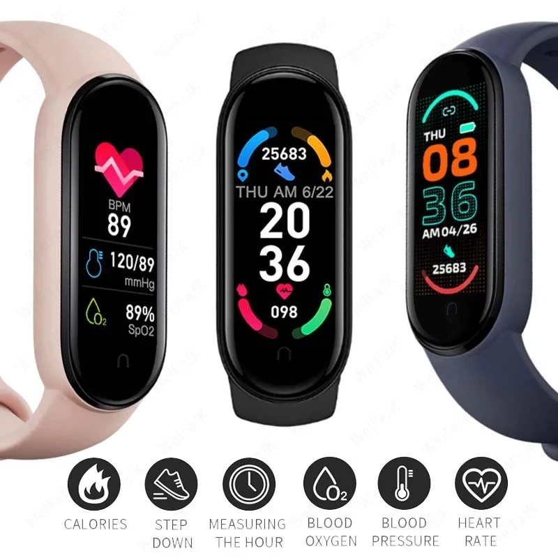 

For Xiaomi Mi Band 6 Smart Bracelet 6 Color AMOLED Screen Miband 6 Blood Oxygen Fitness Traker Bluetooth-Compatible Smart Band
