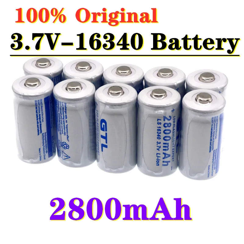 2-20pcs Large Capacity 2800mah Rechargeable 3.7V Li-ion 16340 Batteries CR123A Battery For LED Flashlight For 16340 CR123A Cake