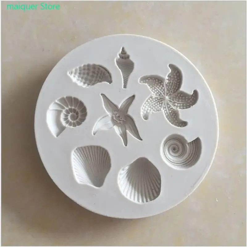 

Cake Decoration Tools DIY Sea Creatures Conch Starfish Shell Fondant Cake Candy Silicone Molds Creative DIY Chocolate Mold