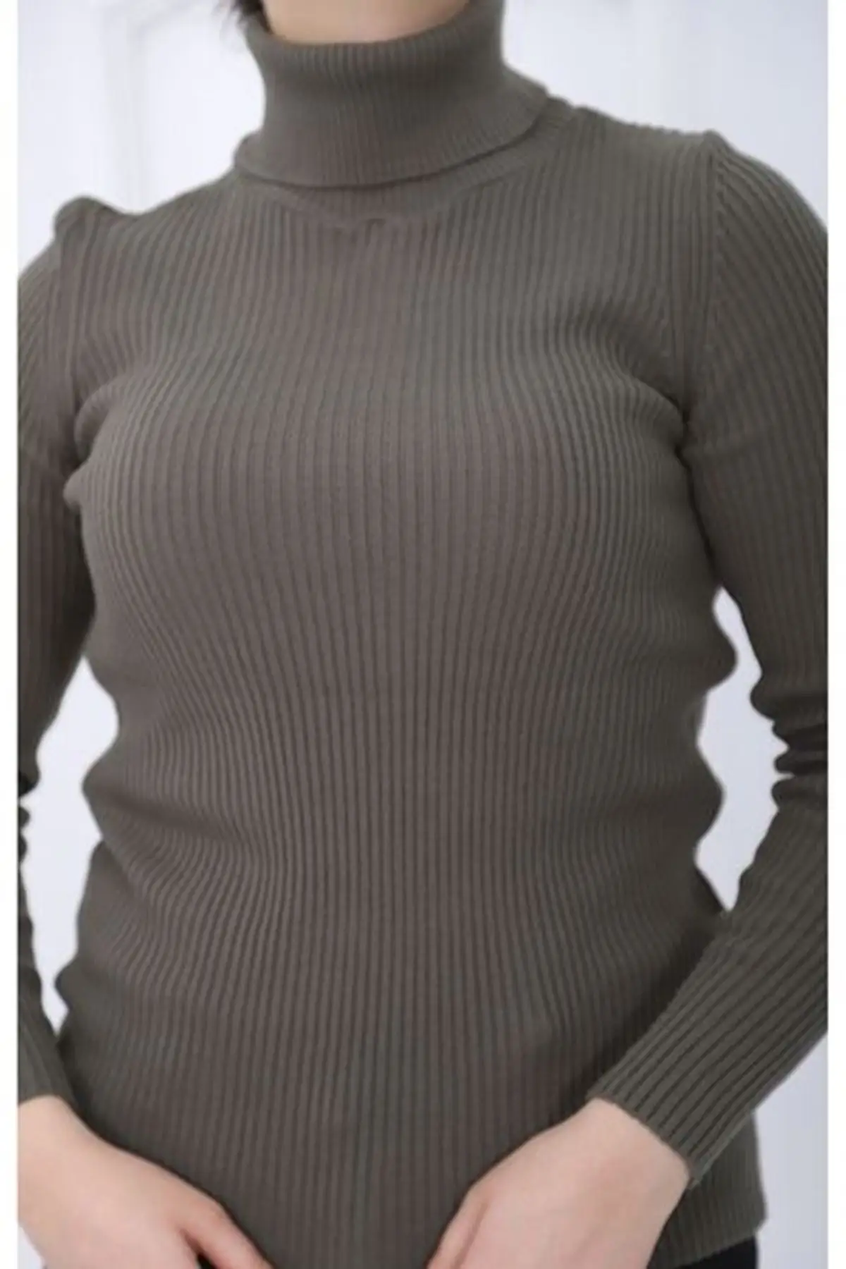 

Fisherman Sweater Knit Corduroy Khaki Neck Sweater Woman Women Muslim Sweater