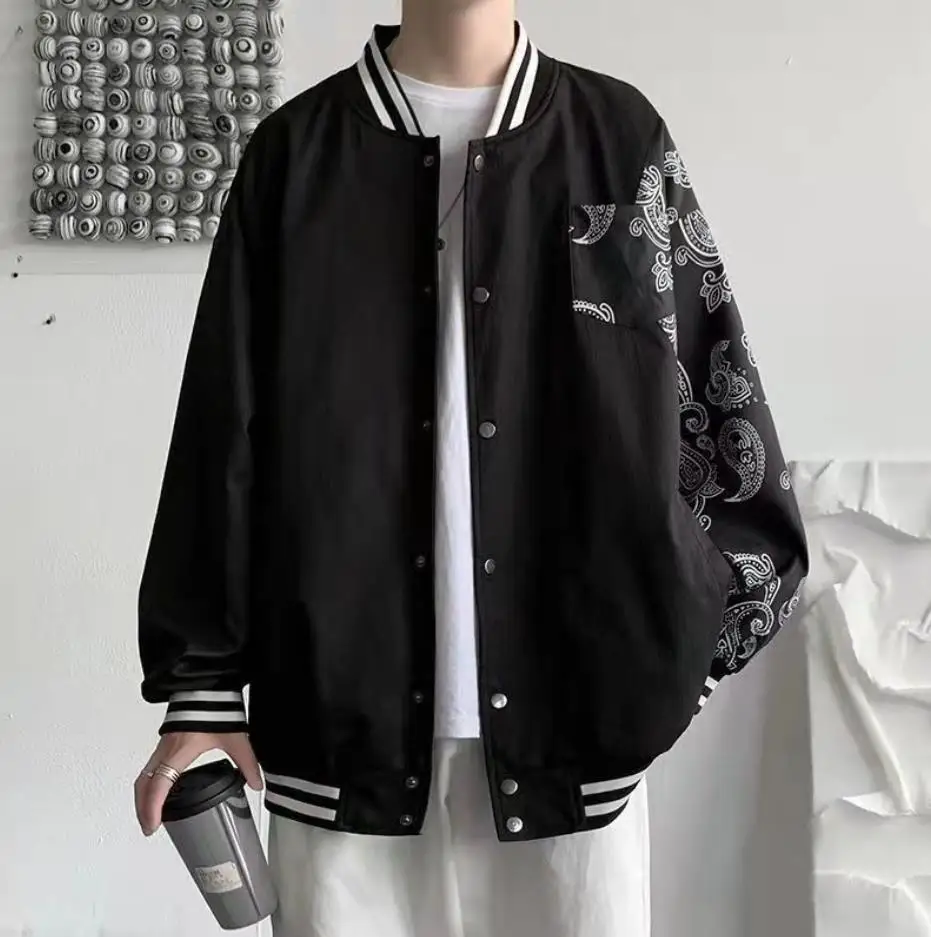 Мужская бейсбольная куртка черная Повседневная Свободная в стиле хип-хоп 2022 -