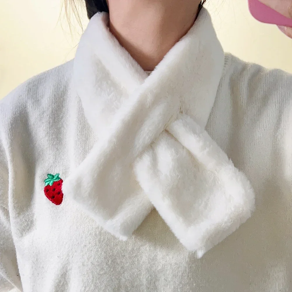 Новый Модный зимний теплый плотный шарф с перекрестным воротником однотонный из