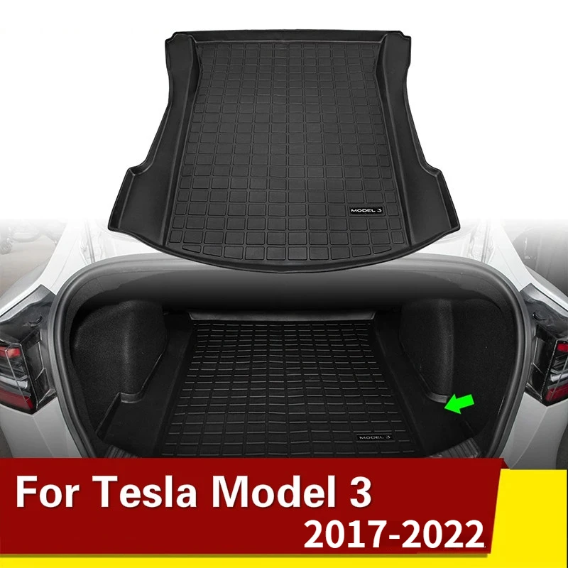 

Новый автомобильный коврик из ТПЭ для заднего багажника Tesla Model 3, водонепроницаемые защитные накладки, подкладка для груза, поднос для багаж...