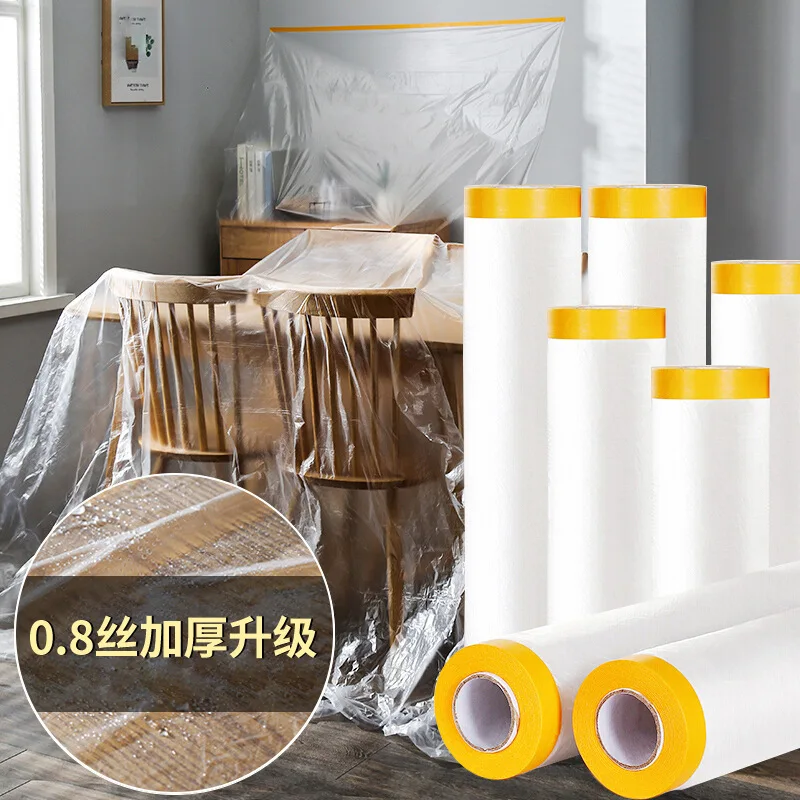 

Dust-proof Film Plastic Film Whole House Decoration Furniture Bed Sofa Self-adhesive Protective Film Spray Paint Covering Cloth