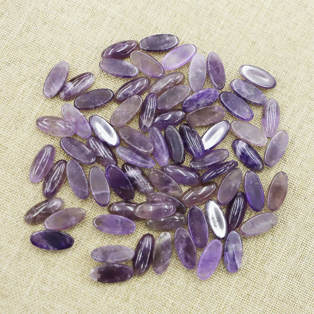 

Sell New Natural Stone Amethyst Long Oval Shaped Ornament Charm Fashion Pendant Bracelet Ring Inlaid Accessories 30Pcs Wholesale