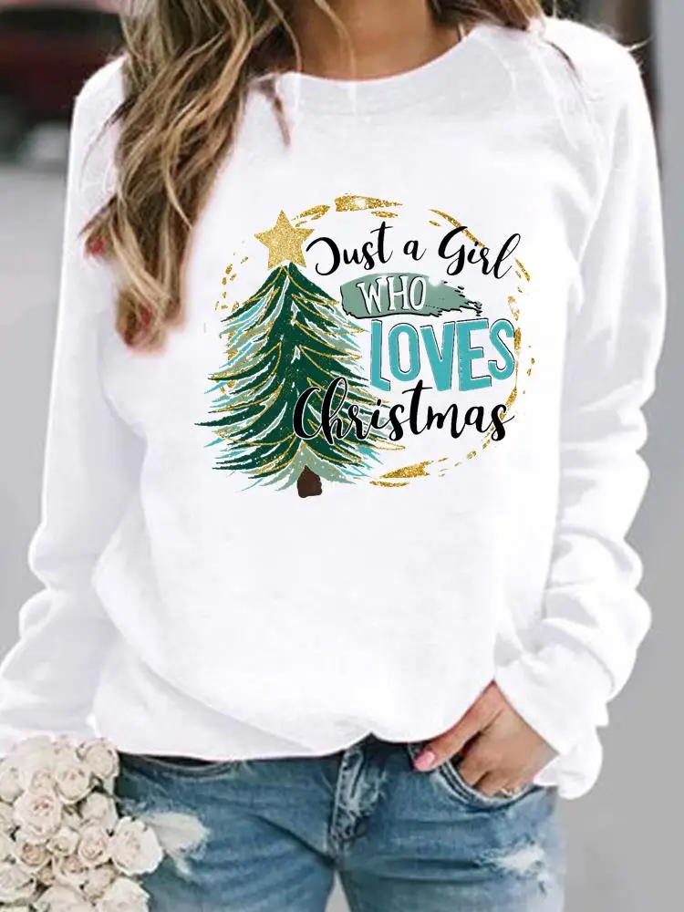 

Star Tree Lovely Happy Festival Pullovers Merry Christmas Women Fashion Casual Female Hoodies Print Woman Graphic Sweatshirts