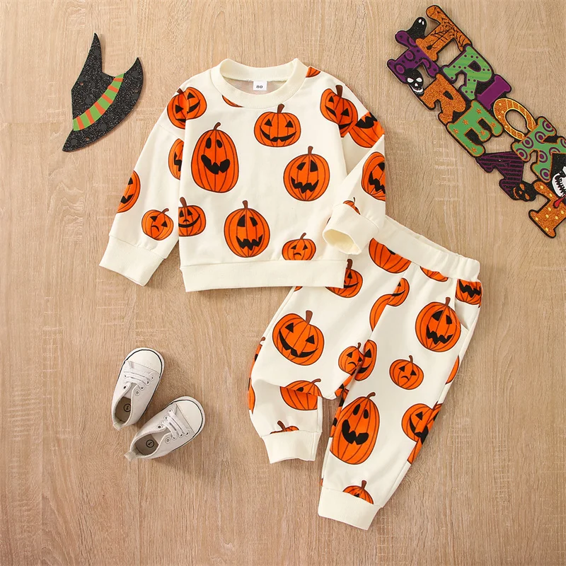 

New Born Baby Girl Boy Clothes Halloween Pant Sets Spring Autumn 2022 Clothing Long Sleeve O Neck T-shirts Casual Pants Suits