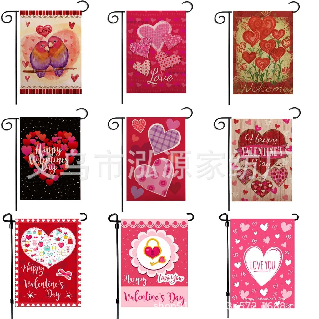 

Foreign Legion Popular Valentine's Day Garden Flag Courtyard Decoration 30x45 Printed Linen Factory Direct Sales