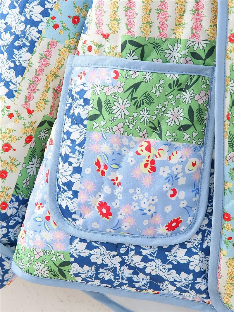 Женская Повседневная Свободная куртка с синим принтом Весенняя женская