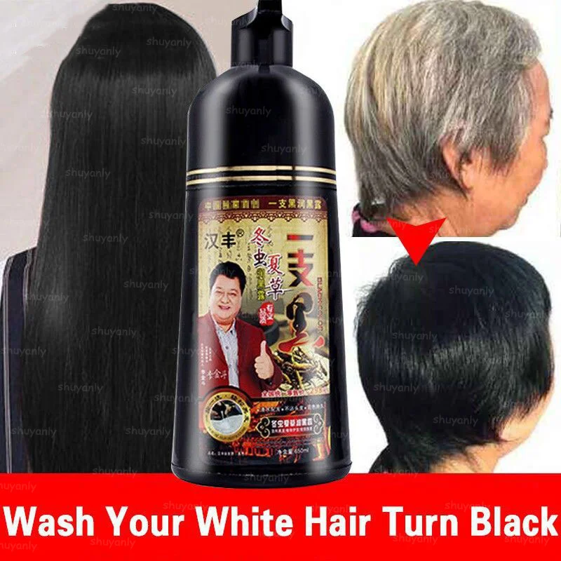 

Organic Natural Fast Hair Dye Only 5 Minutes Noni Plant Essence Black Hair Color Dye Shampoo for Cover Gray White Hair 650ml