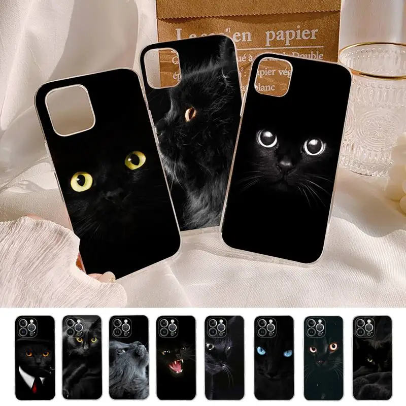 

Black Cat Staring Eye Phone Case Silicone Soft for iphone 14 13 12 11 Pro Mini XS MAX 8 7 6 Plus X XS XR Cover