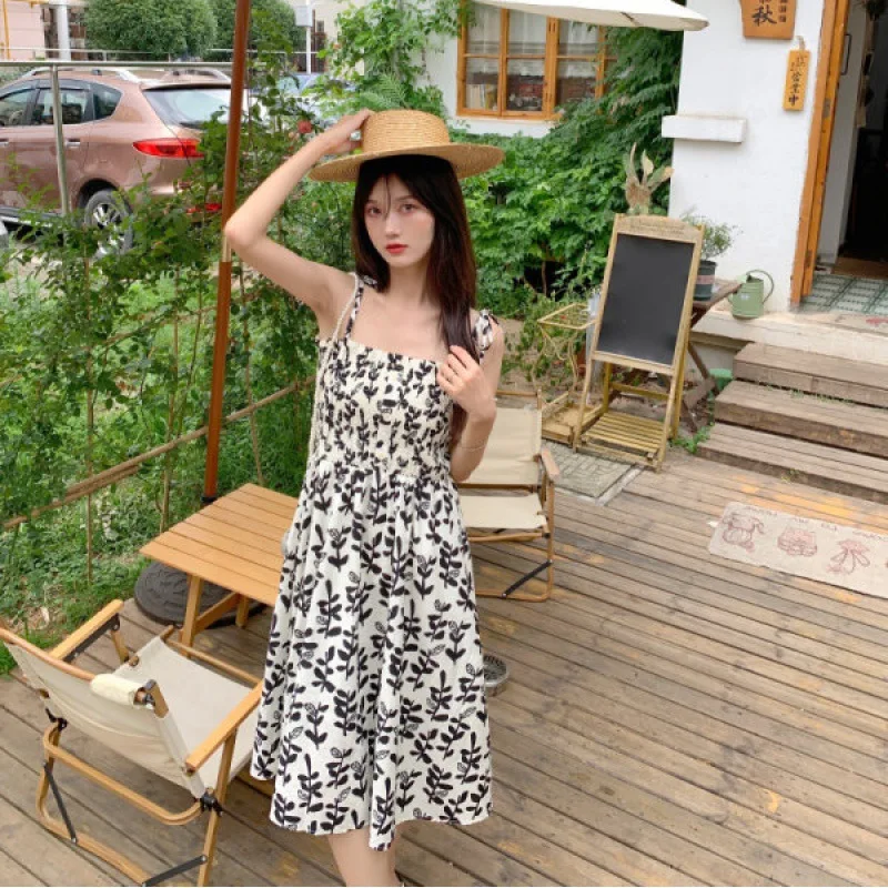 

Летнее новое платье на бретельках, маленькое милое острое ароматизированное платье с цветочным рисунком, топ для девушек