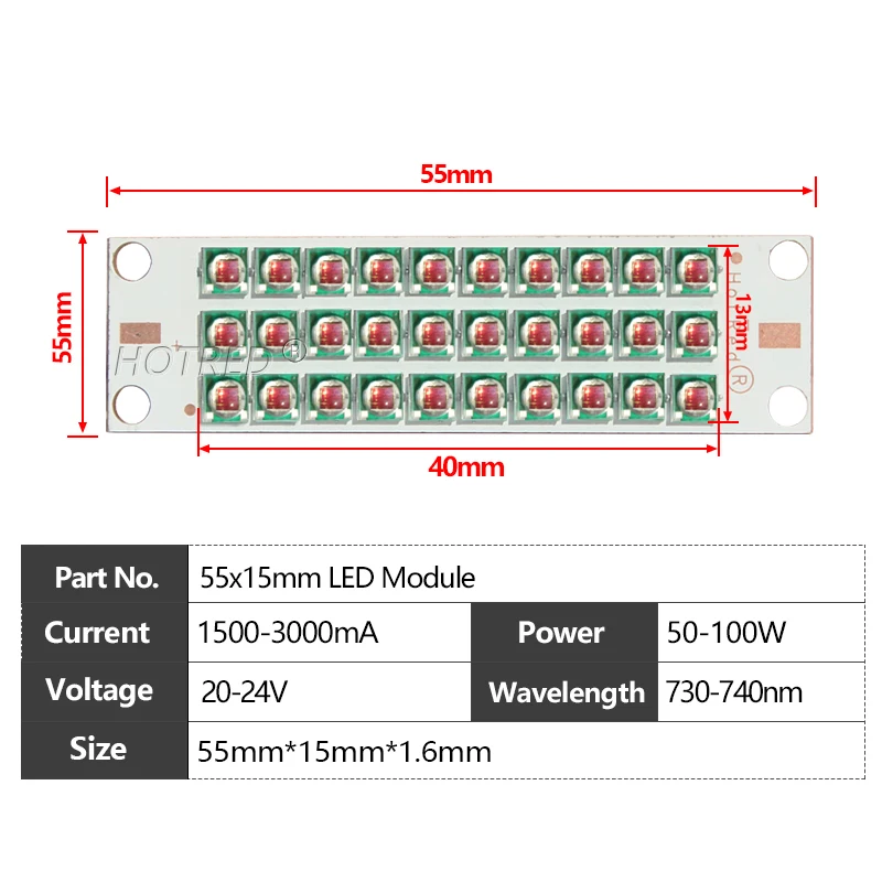 Инфракрасный светодиодный светильник для растений HotRed 50-100W