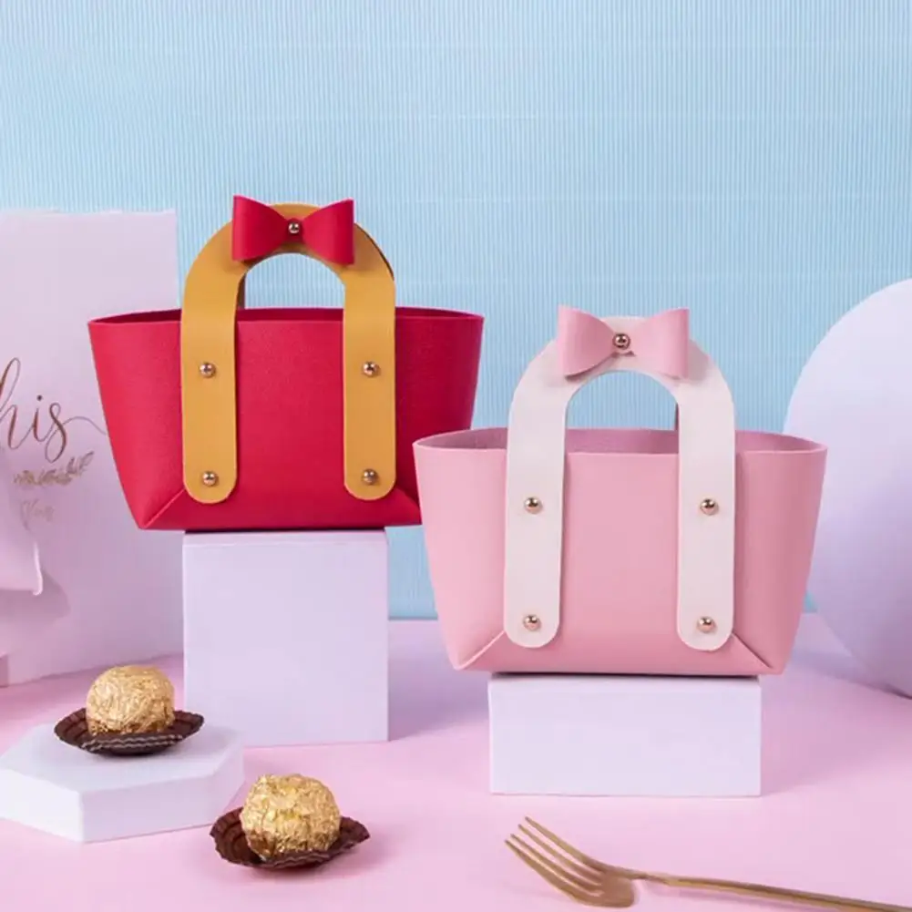 

Candy Case Portable Wear Resistant Faux Leather Mini Candy Packaging Handbag for Wedding