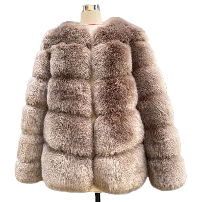 Fashion Winter Jackets Women Warm Fur Coats High Quality Women Faux Fox Fur Coat Office Lady Winter Thick Warm Fluffy Jacket