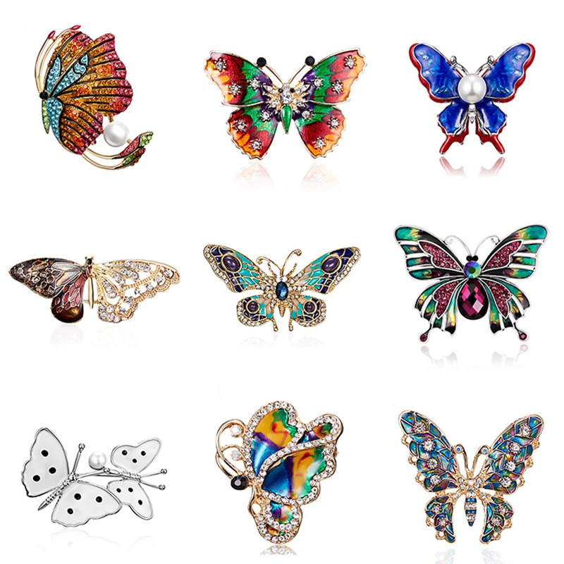

Delicate Rhinestone Butterfly Brooches Women Elegant Crystal Insect Brooch Pins Fashion Wedding Party Jewelry Coat Accessories