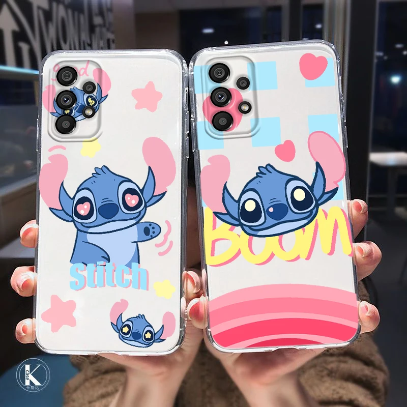 

Cartoon Lilo Stitch Phone Case For Samsung A01 A11 A21 A31 A41 A51 A71 A81 A91 A42 A12 A02S Transparent luxury Silicone Soft