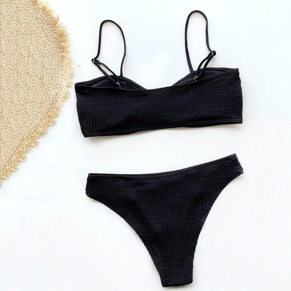 

2 Pcs/Set Beautiful Bikini Set Thong Stretchy Women Swimsuit Anti-shrink Bathing Suit