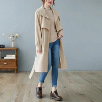 british style coat autumn 2021 new waist is thinner mid length long sleeve stand up collar temperament windbreaker jacket women