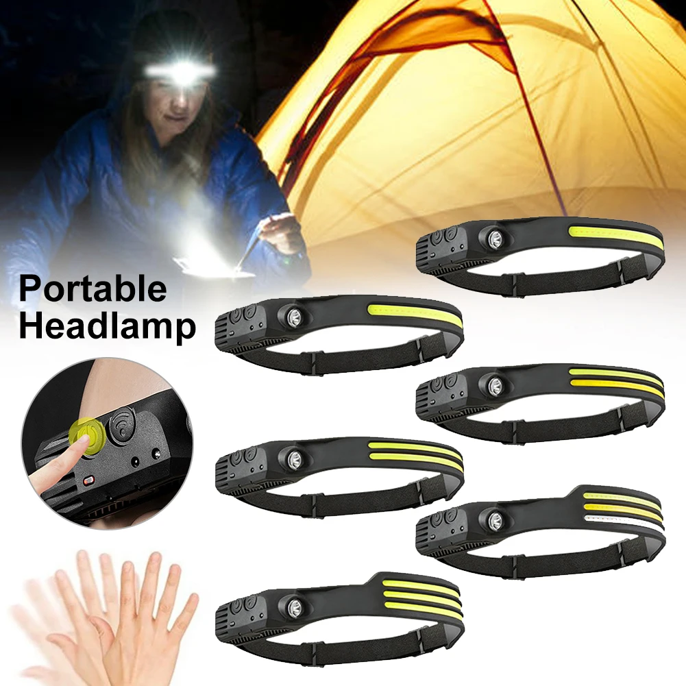 

New Induction COB Headlight Outdoor Riding Light USB Rechargeable Night Running Light Dual Light Source Strong Light Headlamp