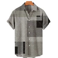 2022 new mens sewing shirt casual tshirt fashion oversized retro single button thread mens short sleeve shirt 5xl