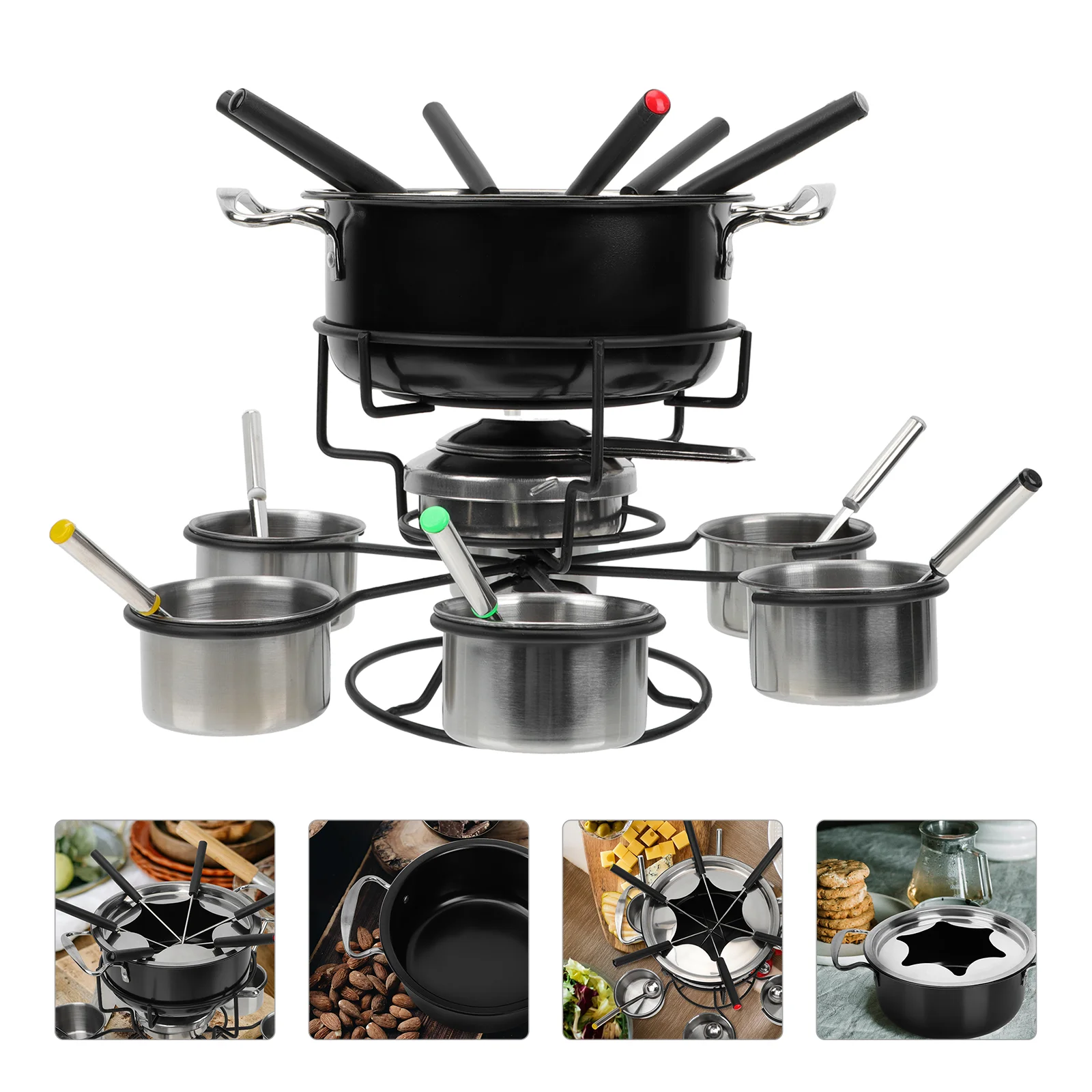 

Chocolate Fondue Pot Set Gift Sets Stainless Steel Cookware Cheese Grilling Stove Kitchen Melting Warmer