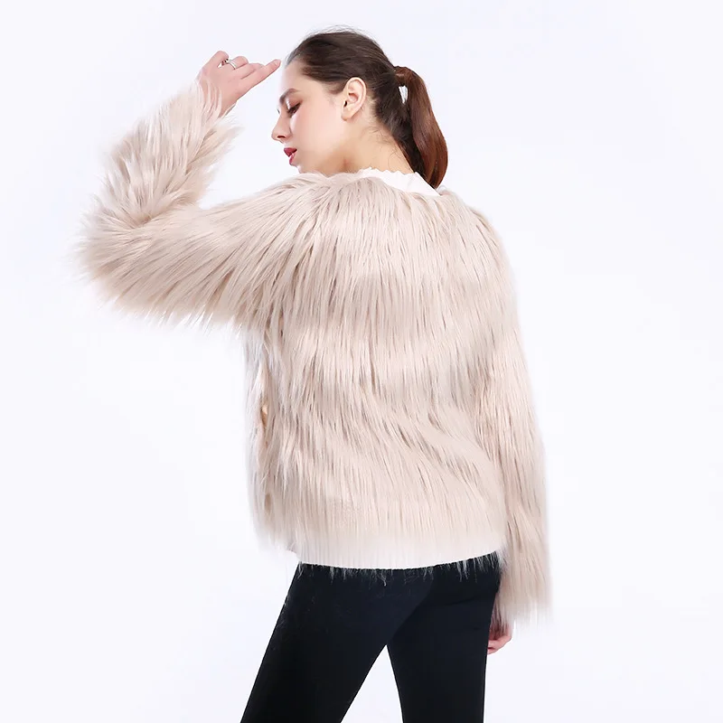 Fake Fur Lamb Hair Manufacturer Wholesale Short Fur Long Sleeve Multi Size Washed Faux Fur Women Coat Fleece