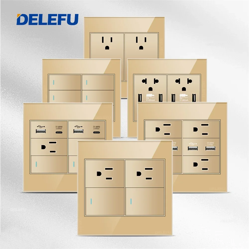 DELEFU Золотая огнестойкая стеклянная панель 4*4 мексиканская стандартная настенная