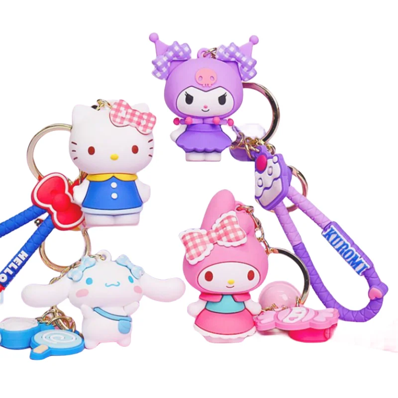 

Hello Kitty Sanrio серия семья аниме мультфильм Cinnamoroll Kuromi моя мелодия Милая кавайная креативная Подарочная подвеска брелок для ключей для пары