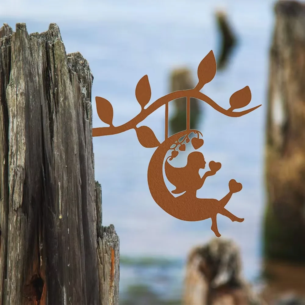 Эльфийские Качели На Ветке Стальной Силуэт Гипсовая Настенная Художественная